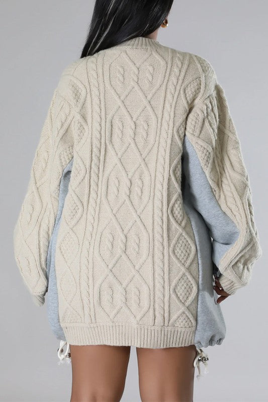 Cable Knit Denim Sweater Dress