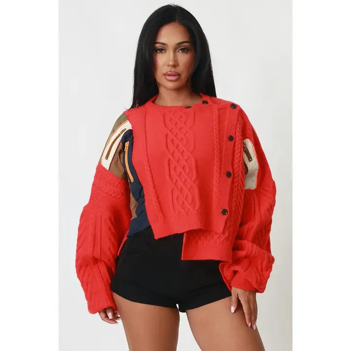 Statement Patchwork Knit Sweater