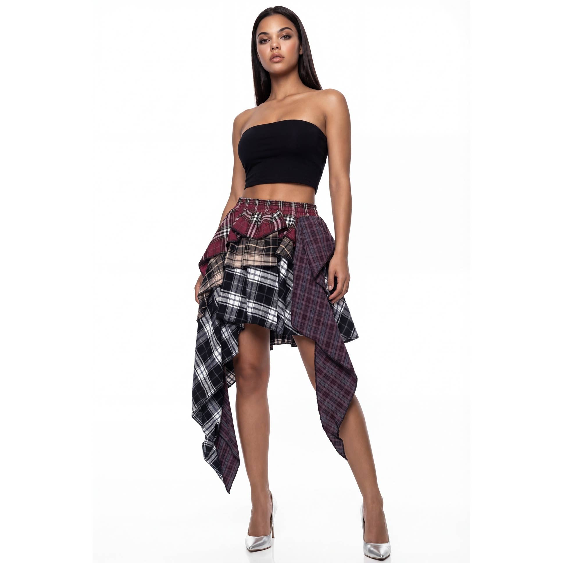 Plaid Ruffle Statement Skirt