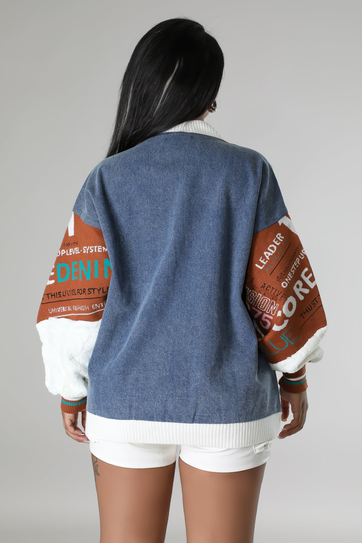 Mixed Media Denim Cardigan