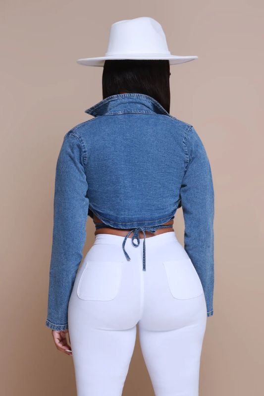 Deep V Denim Statement Top