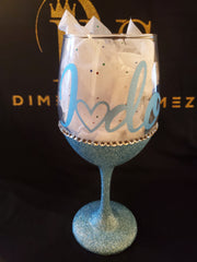 Stemmed Personalized Wine Glass with Custom Text